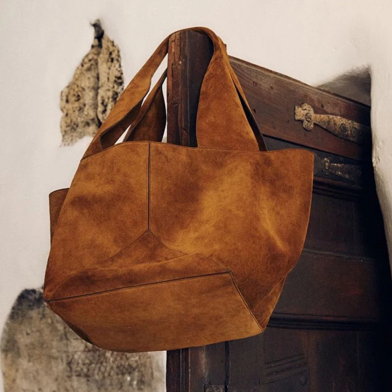 Tote Bucket Underarm Bags For Women Luxury Designer Handbags And Purses 2023 New In Fashion Simple Soft Faux Suede Shoulder