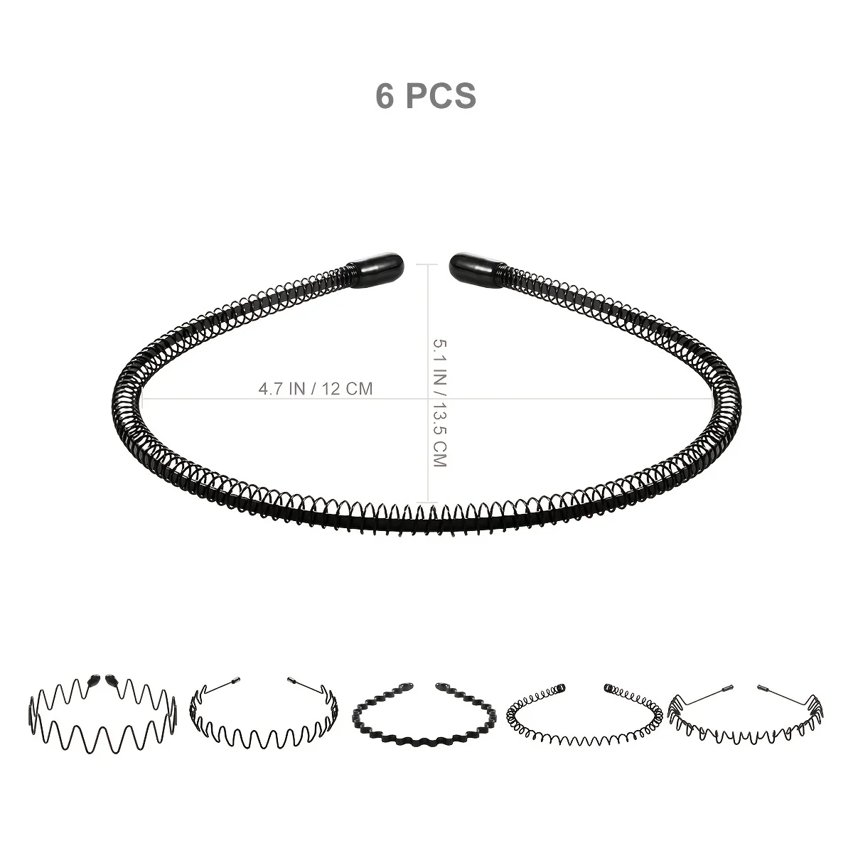 6pcs Metal Headband For Men Women Fashion Hair Bands Outdoors Sports Non Slip Smooth Elastic Teeth Comb Unisex Hair Accessories