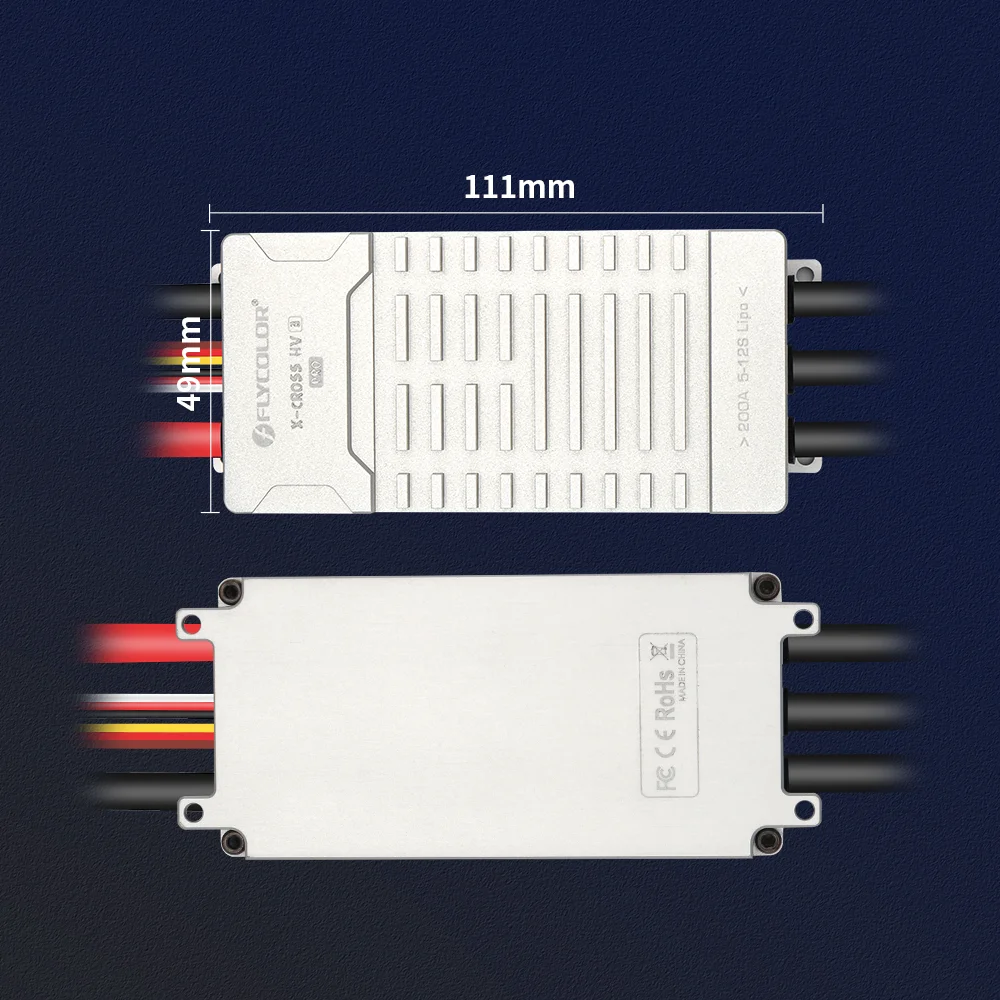 Flycolor X-CROSS HV 3 PRO 80A 200A ESC 5-12S BLHeli-32 Dshot Proshot 64MHz ARM 32-Bit Speed Controller for RC FPV Racing Drone