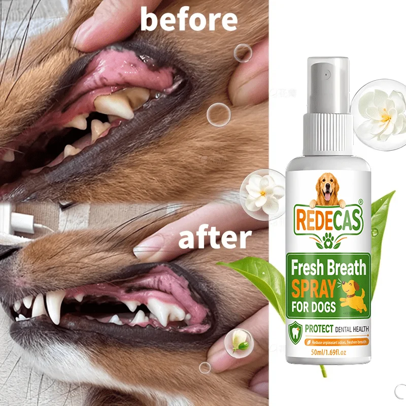 Pet Dental Care Spray, plant-based clean teeth freshen breath reduce tartar for dogs cats, no brushing needed