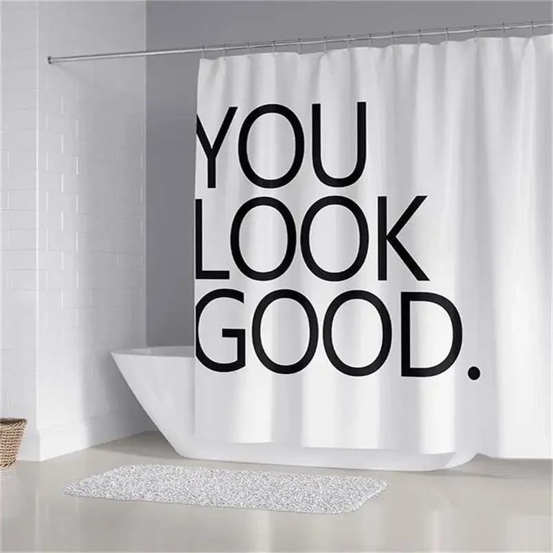 Letter Shower Curtains Simple Nordic Art Design Bathroom Curtain Home Decor Bath Screens Bathroom Accessories Polyester Fabric