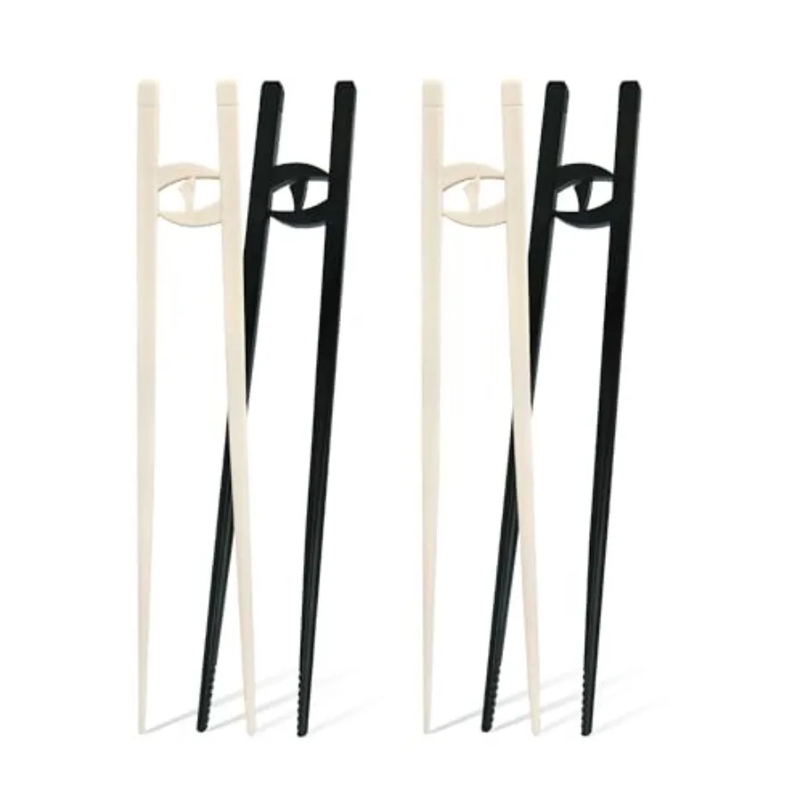 Easy-to-Use Chopsticks for Adults and Beginners - 4 - Pieces Reusable Dishwasher-Safe Chopstick with Helper Design - Training C
