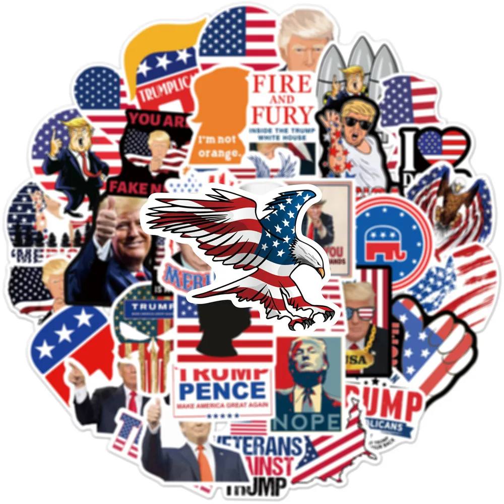 50pcs Donald Trump Fashion Classic Graffiti Stickers Car Skateboard Trolley Case Notebook Phone Decorate Sticke Gifts