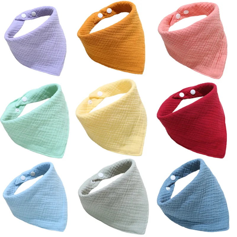 3 pcs Soft Cotton Triangle Scarf Solid Color Snap Button Bib Baby Feeding Drool Saliva Towel Bandana Burp Cloth Baby Stuff