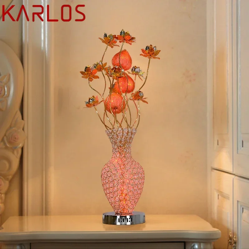 KARLOS Modern Red Flowers Table Lamp Fashionable Art  Iiving Room Bedroom Wedding LED  Aluminum Wire Desk Light