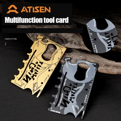 Multifunctional Portable Stainless Steel Tool Card Outdoor Survival Camping Accessories With Saw Ruler All In One hunting tool