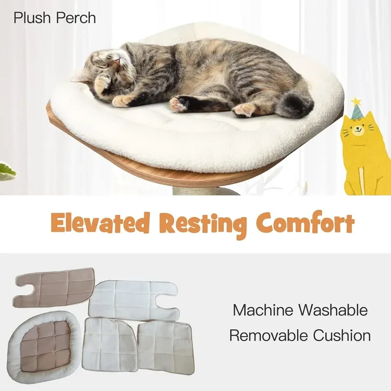 69-inch Cat Tree 7-Layer Cat Tower with Scratching Posts Self Groomer Top Perch Private Condo Retro Cat Activity Center with