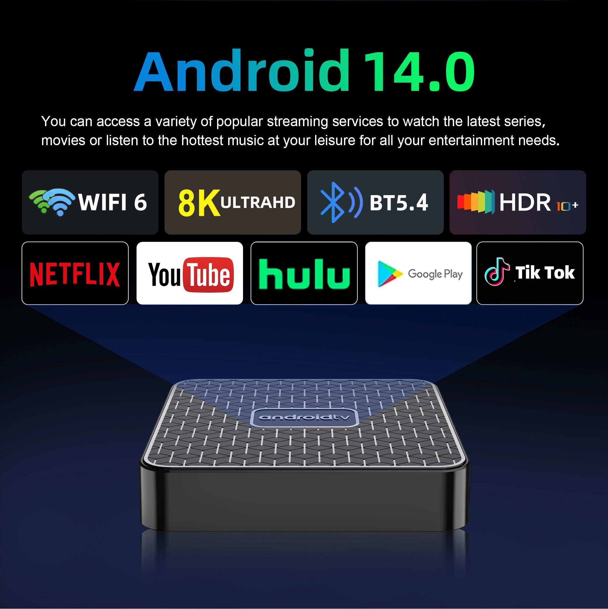 Android14 Smart TV Box T8S Bluetooth 5.4 Dual WiFi Google Voice Media Player RK3518 Netflix YouTube Streaming Media Set Top Box