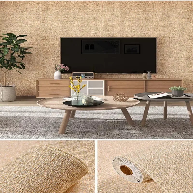 50cmX2.8/10m Linnen 3D Schuim zelfklevend PVC Effen Kleur Verdikte Waterdichte Achtergrond Muur Renovatie behang Muurstickers