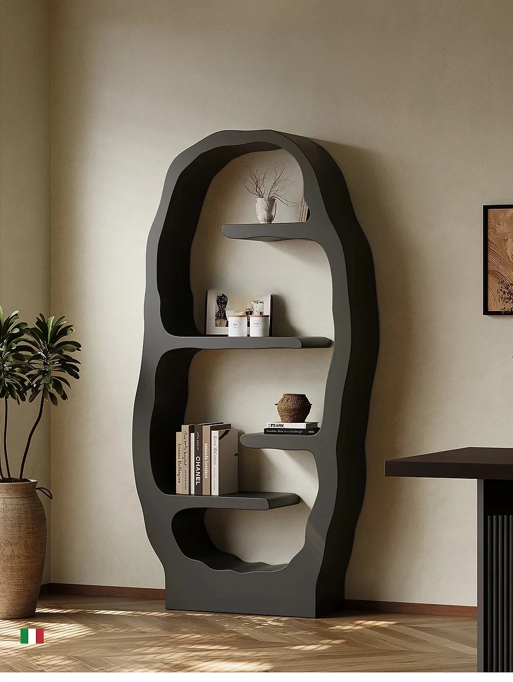 

Retro study bookshelf living room decorative shelf high-end solid wood storage rack designer shelf