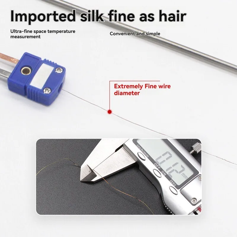 Piccolo spazio T/K tipo 0,08 mm, misurazione della temperatura ultrafine, filo per termocoppia