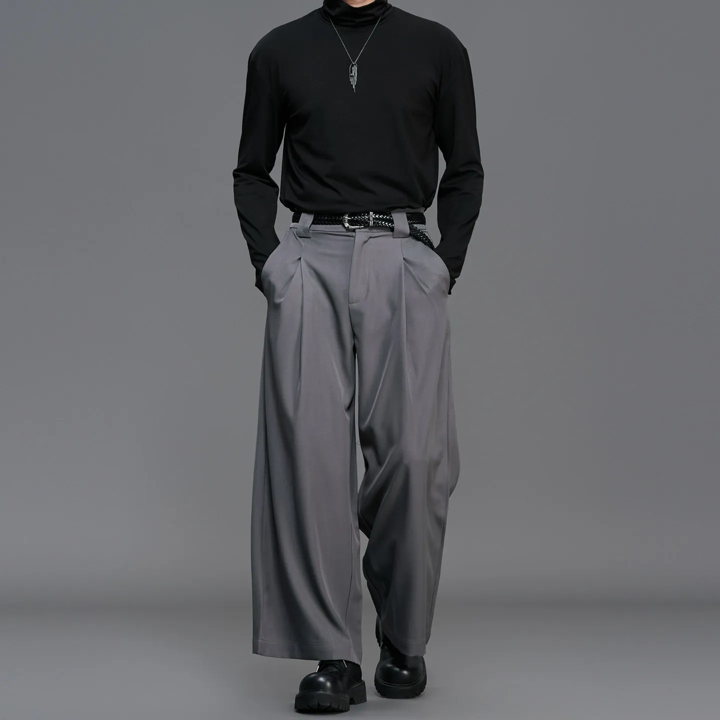 2026 Autumn Cut Hong Style Fashionable High-Grade Gray Minimalist Fashion Men's Casual Straight-Leg Suit Pants