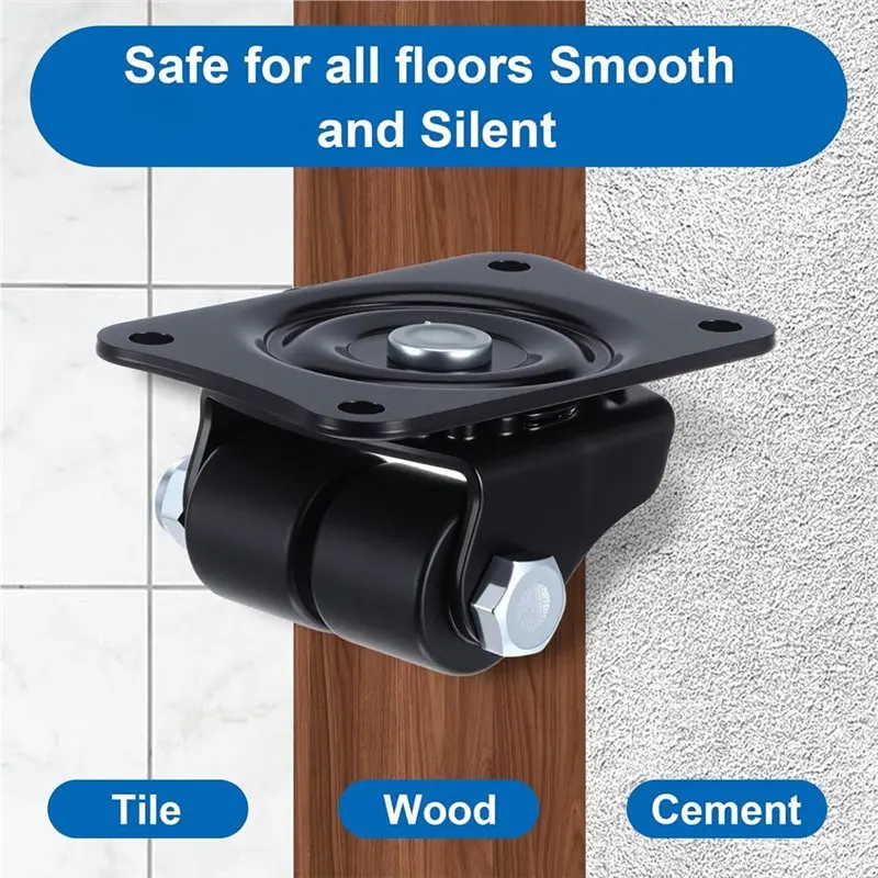 A27F-For 1, 100 Lbs Capacity For 4 Pcs 1 Inch Heavy Duty Low Profile Swivel Casters With Double Wheels