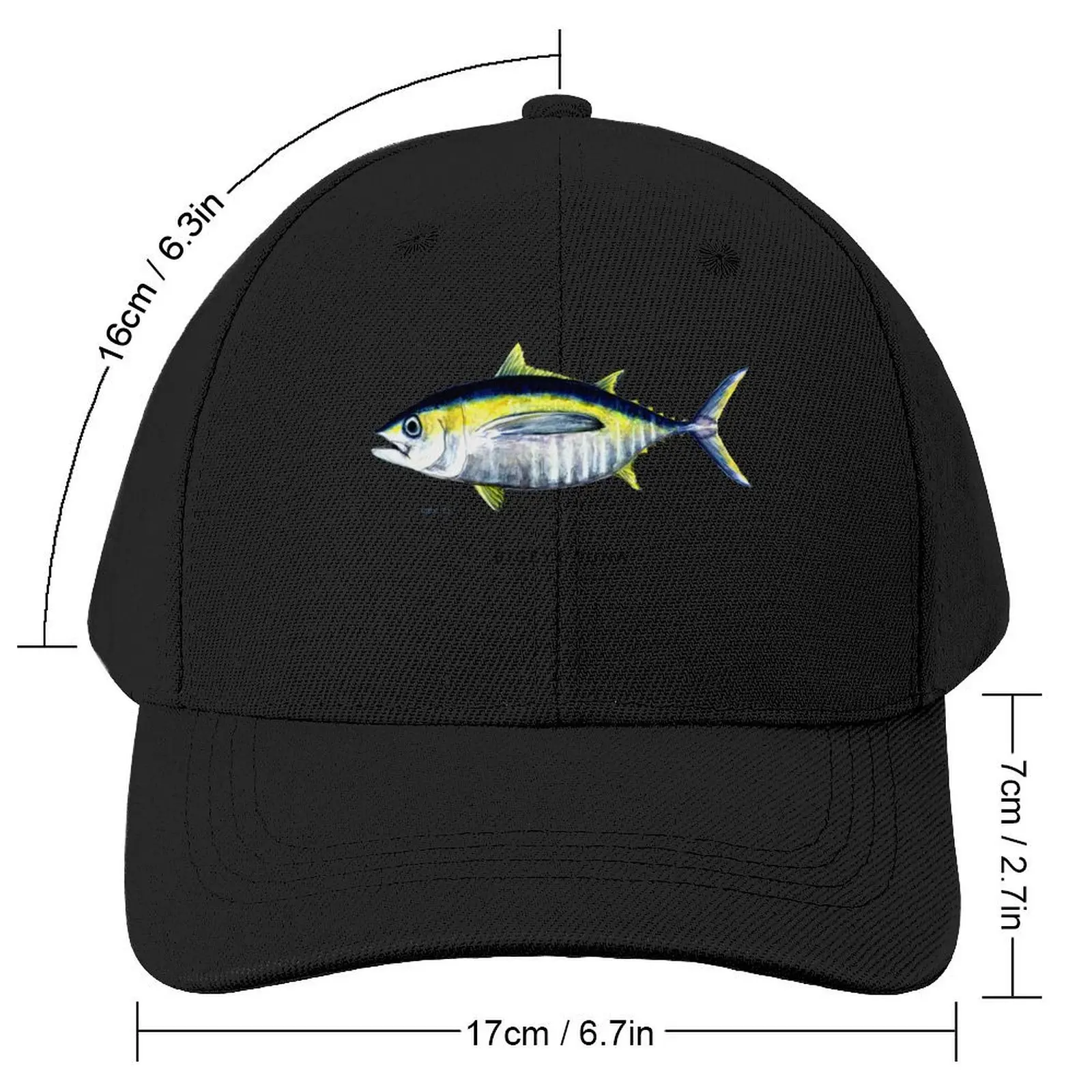 Bigeye Tuna, Watercolor Illustration, Fish, Sushi, Sashimi Baseball Cap Uv Protection Solar Hat For Men Women's