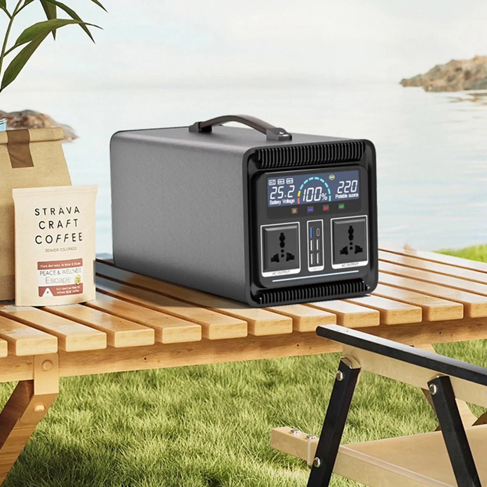 

Portable Power Station, Compact Modern Energy Power Supply, Fast Charging, Smart Display for Outdoor Laptop Camping Travel