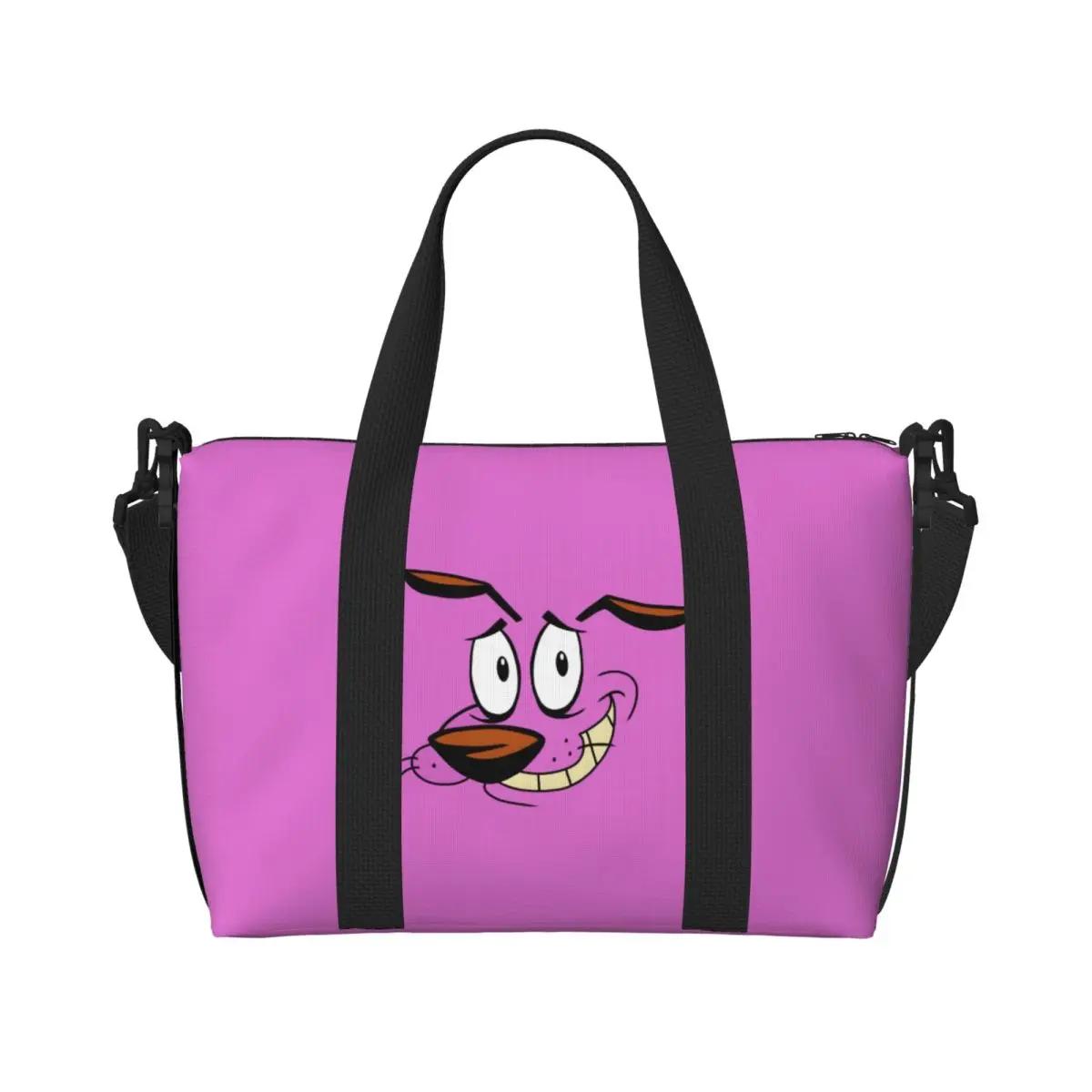 

Custom C-Courage The Cowardly Dog Tote Bag Women Large Capacity Courage Dog Face Gym Beach Travel Bags
