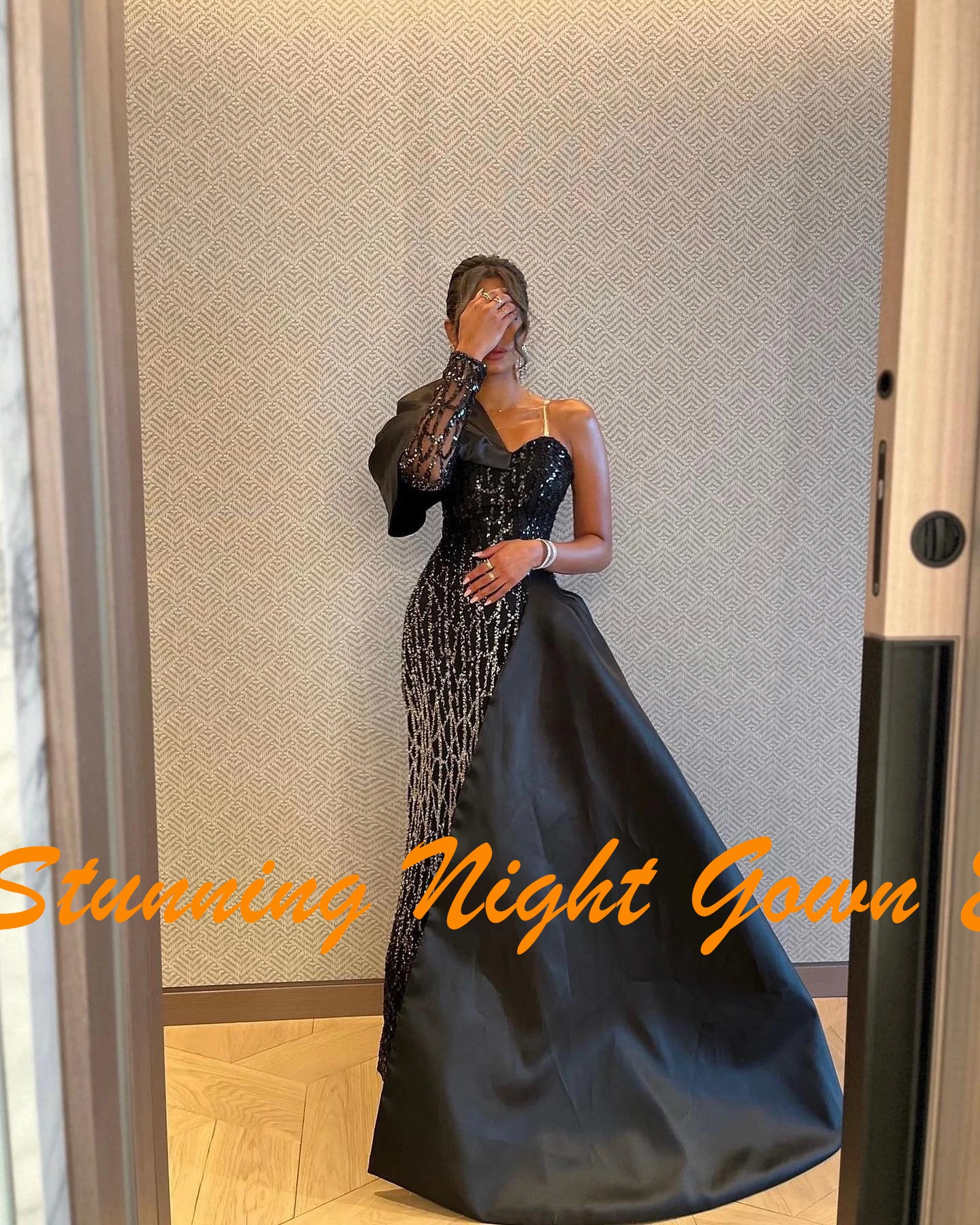 Customized Exquisite One Shoulder Panel Train Crystal Pleats Sequined Party Gowns Graceful Straight Sweetheart Satin Prom Gowns