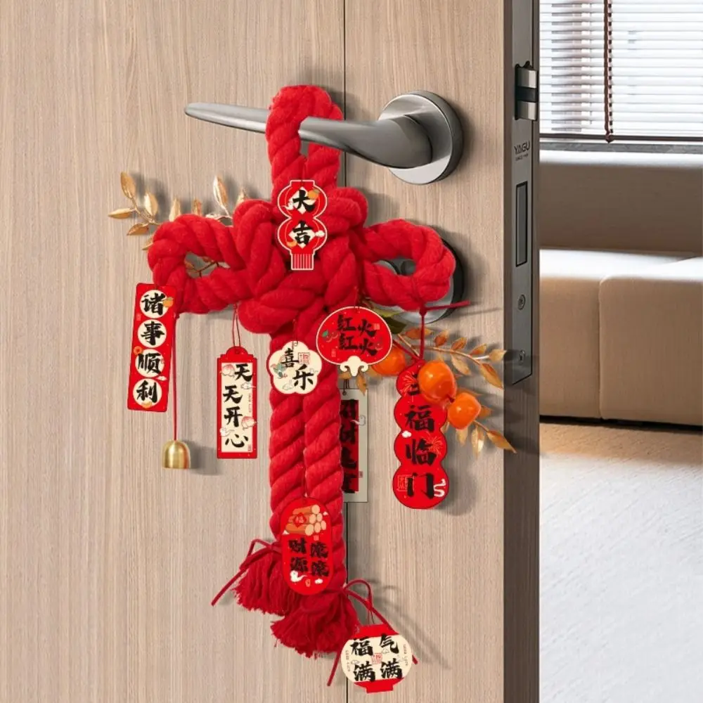 Cotton Chinese Knot Pendant Red Decorative Spring Festival Pendant with Bell Good Luck Lucky Charm Porch Door