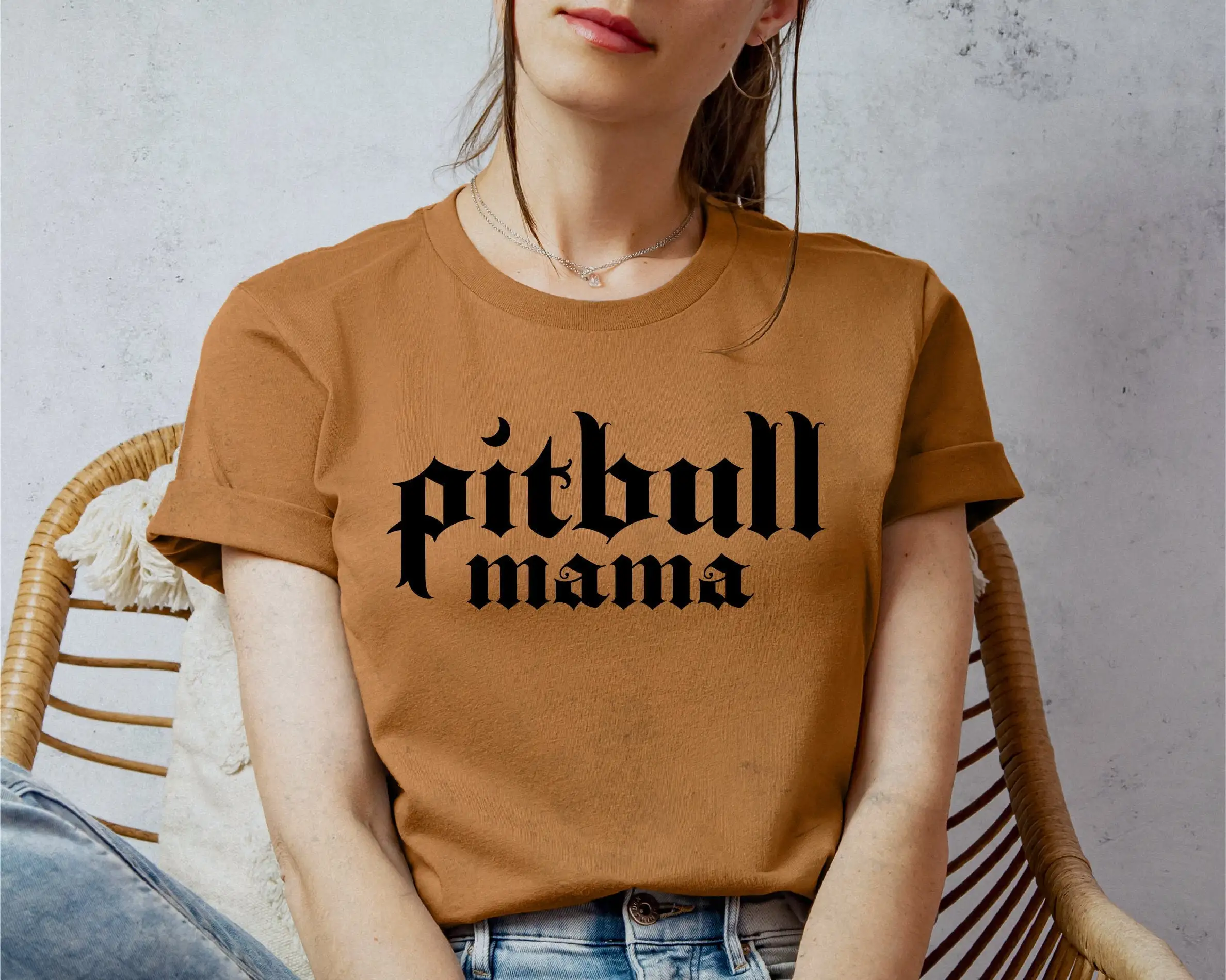 

Pitbull Mama T shirt Witchy Mom Bella Canvas Goth Moon for Lovers Mother's Day