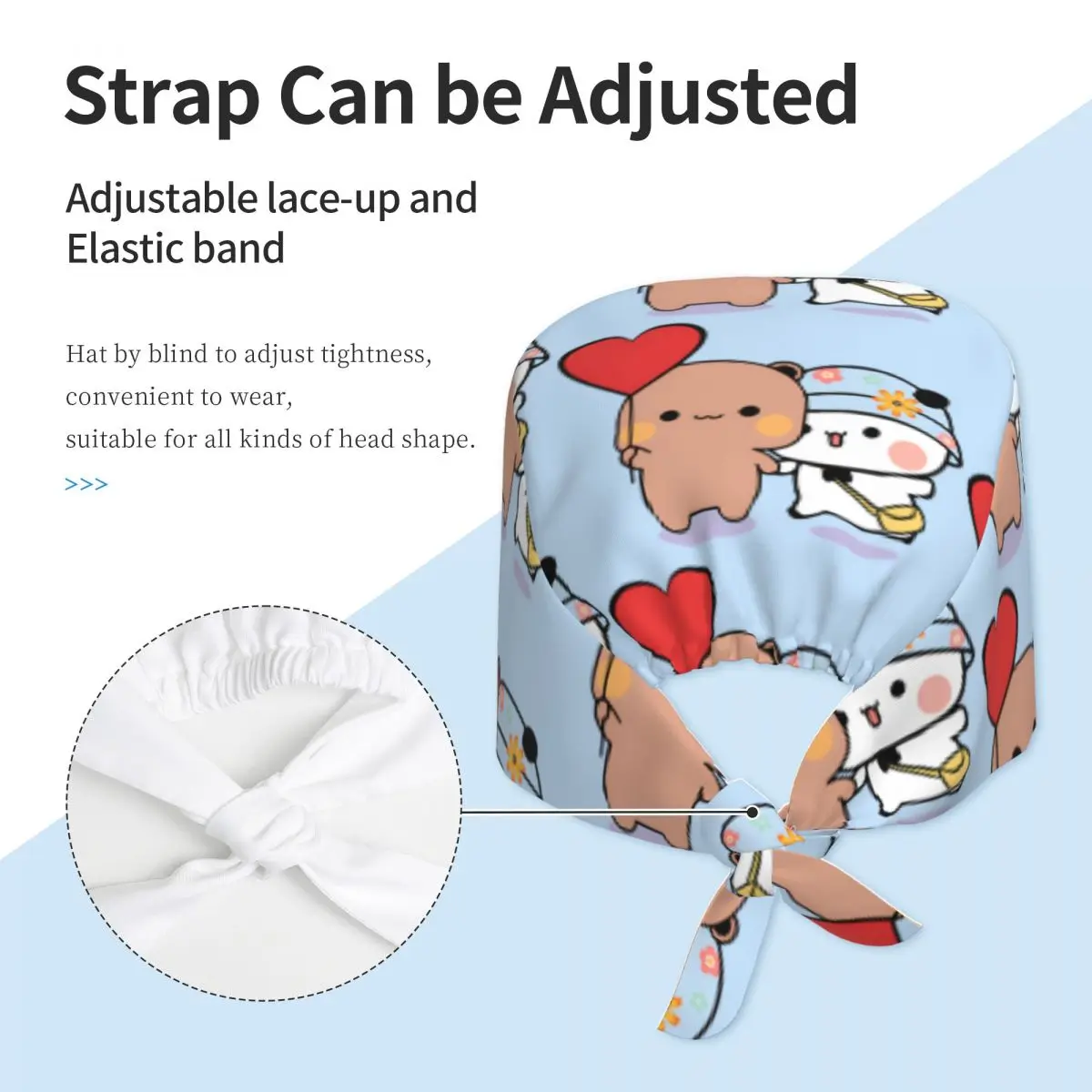 Werk Scrubs Hoed Dudu Bubu Verpleegstershoeden Unisex Vrouwen Liefde Mode Medische Hoed Verstelbare Tie Terug Werkkap