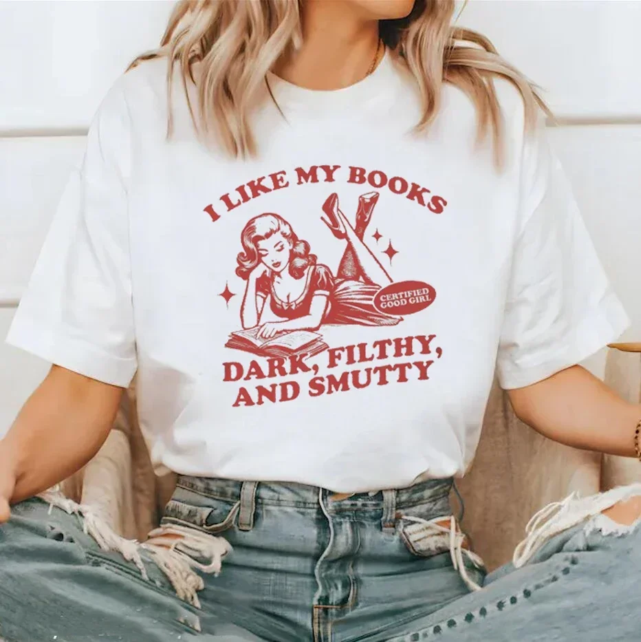 Me gusta mis libros, camisetas gráficas oscuras, sucias y malvadas, camisetas Vintage para mujer, camisetas Retro del Club de libros introvertidos, libros estéticos bonitos