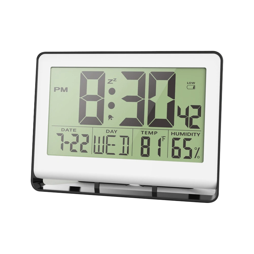 Atomic Clock with Indoor Temperature and Humidity,Self-Setting Digital Wall Clock or Desk Clock,Battery Operated