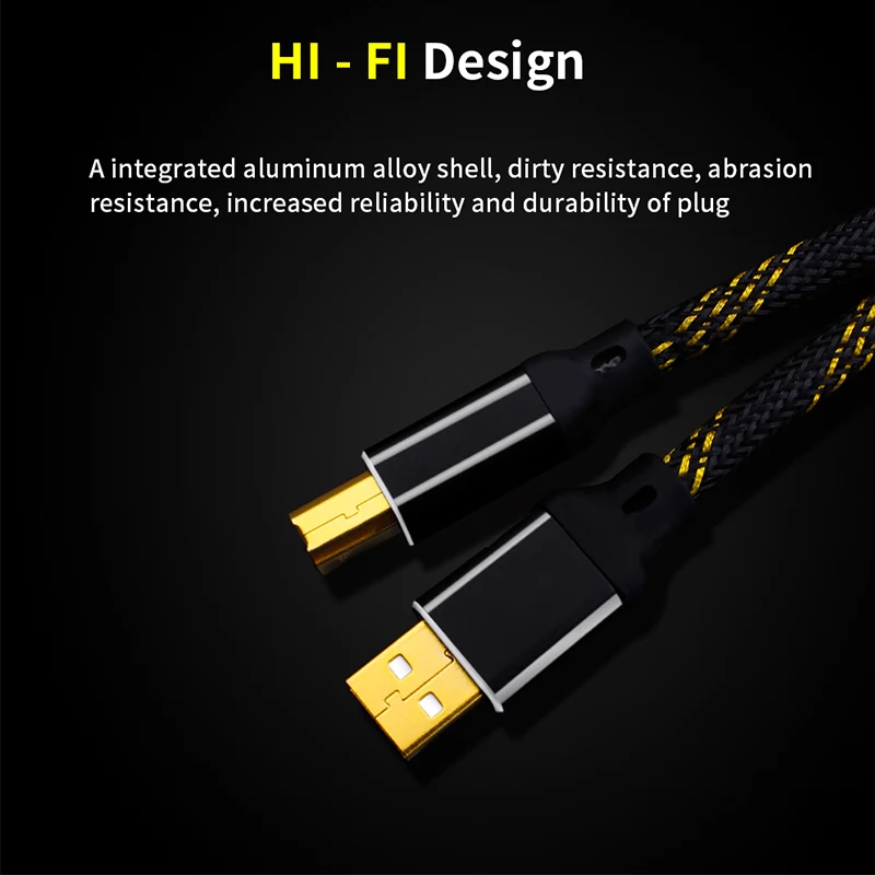 YYAUDIO HIFI USB DAC 케이블 6N OFC 디지털 타입 A to 타입 B 하이파이 고급 케이블 (DAC A-B, A-C, B-C, C-C 하이파이 데이터 케이블)