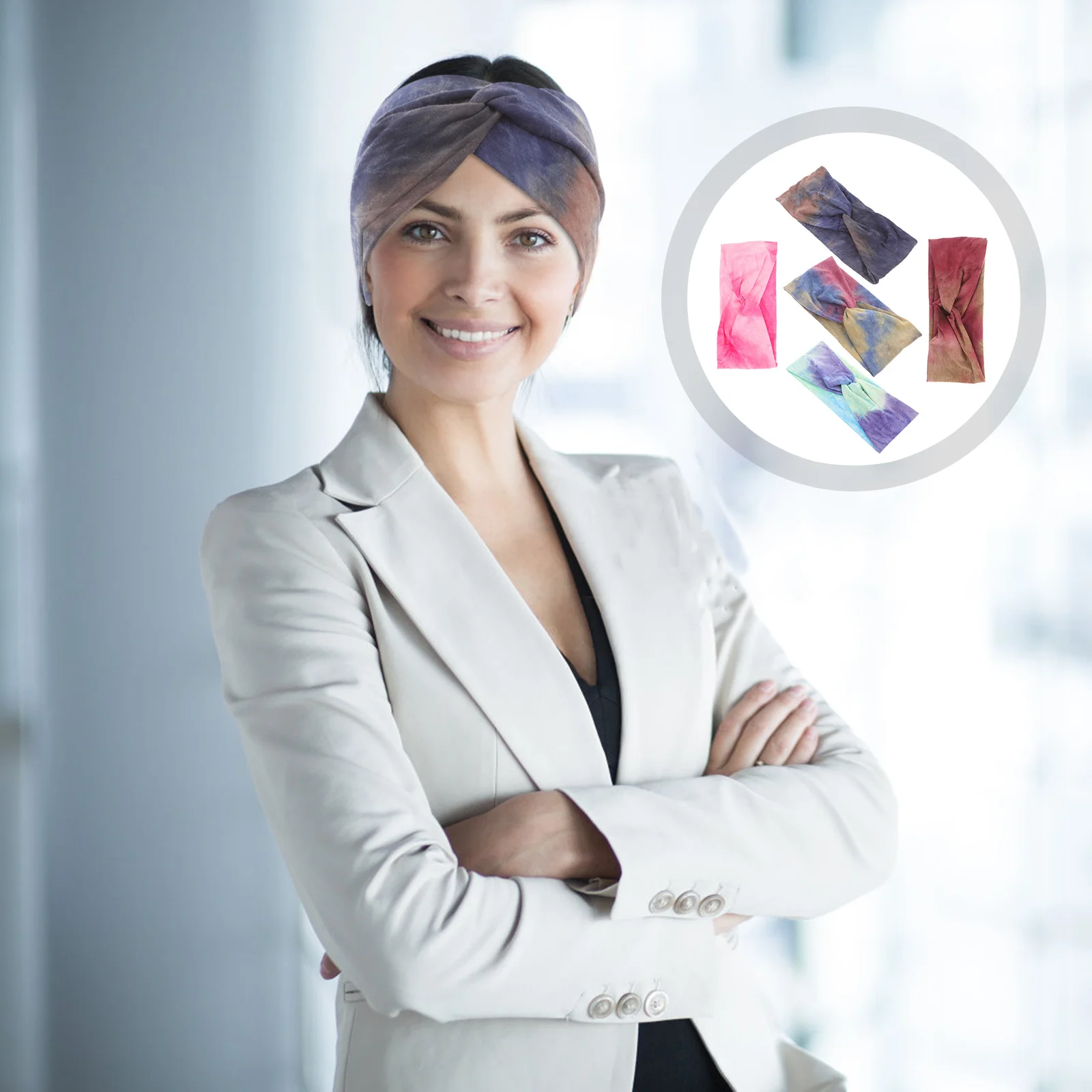 5 قطعة عصابات الرأس الملونة للنساء العصرية بسط العصابات الشعر متقاطع معقود تنفس حك تجريب حفلة الشاطئ #4