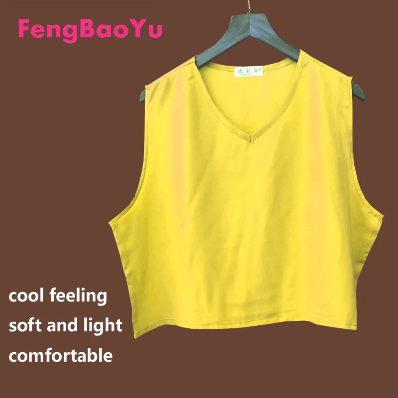 

Fengbaoyu Cotton Silk Summer Ladies Ultra-short V-neck Vest Solid Color Short Navel Pajamas Fat Girls' Pure Home Clothes 4XL 5XL