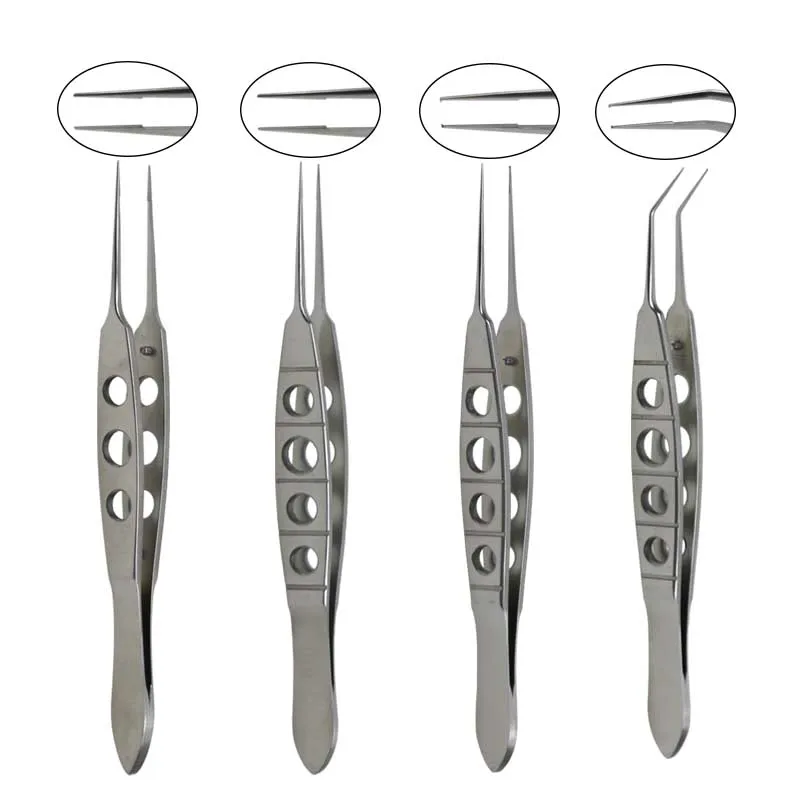 

GREATLH Stainless Steel Platform Forceps Straight Angle Head Tweezers Eyelid Tools Ophthalmic Instrument