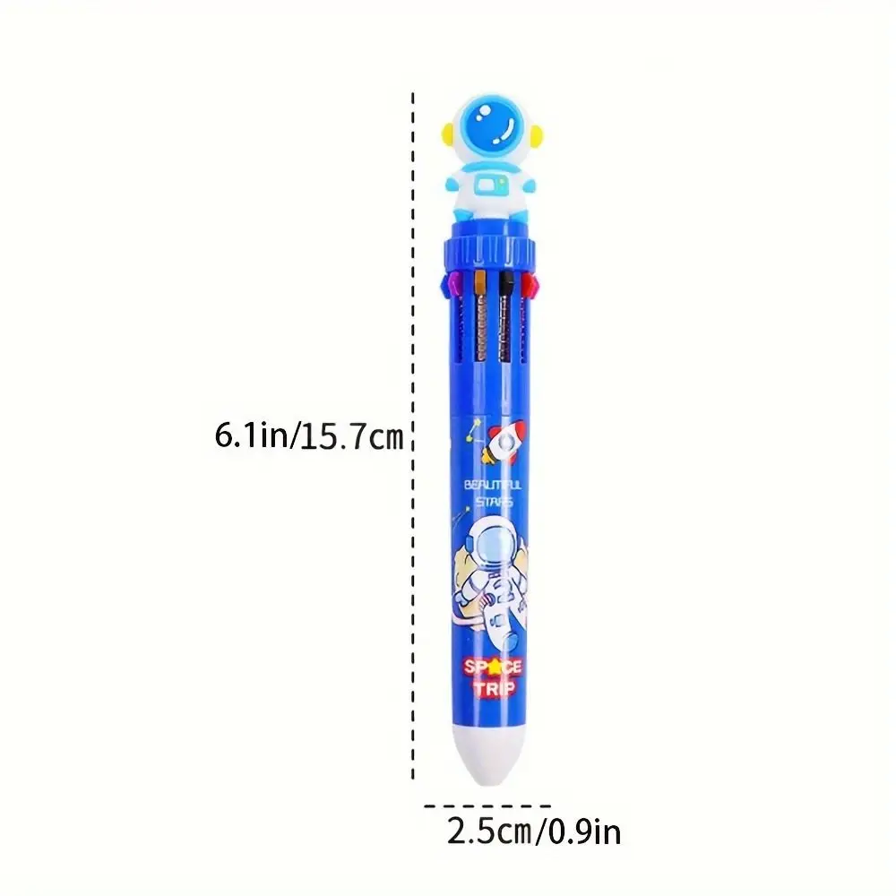 Multifunctional Astronaut Color Ballpoint Pen Quick Dry Astronaut 10 Colors Ballpoint Pen Durable 0.5mm Multicolored Pen