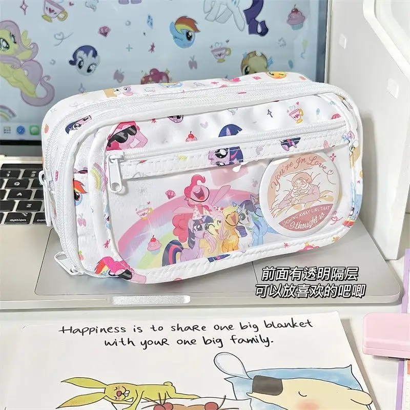 

Kawaii Cartoon My LittlePony Pen Bag Large Capacity Multifunctional Stationery Bag Pencil Case Student Storage Pen Bag Girl Gift