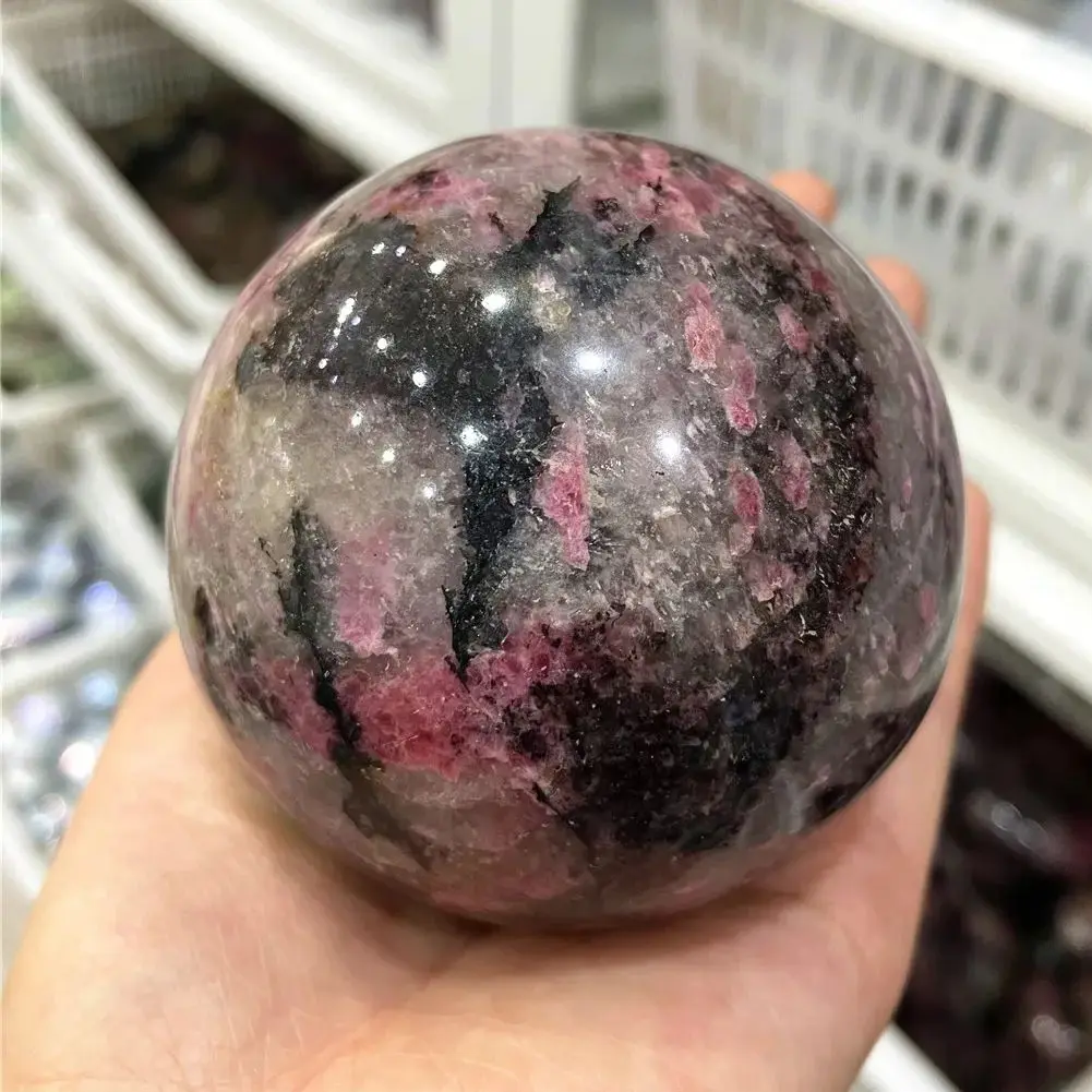 5-8cm Rain Of Cherry Blossom Crystals Natural Stone Rhodonite Quartz ball Rose Minerals Sphere Rare Gemstones New Supply