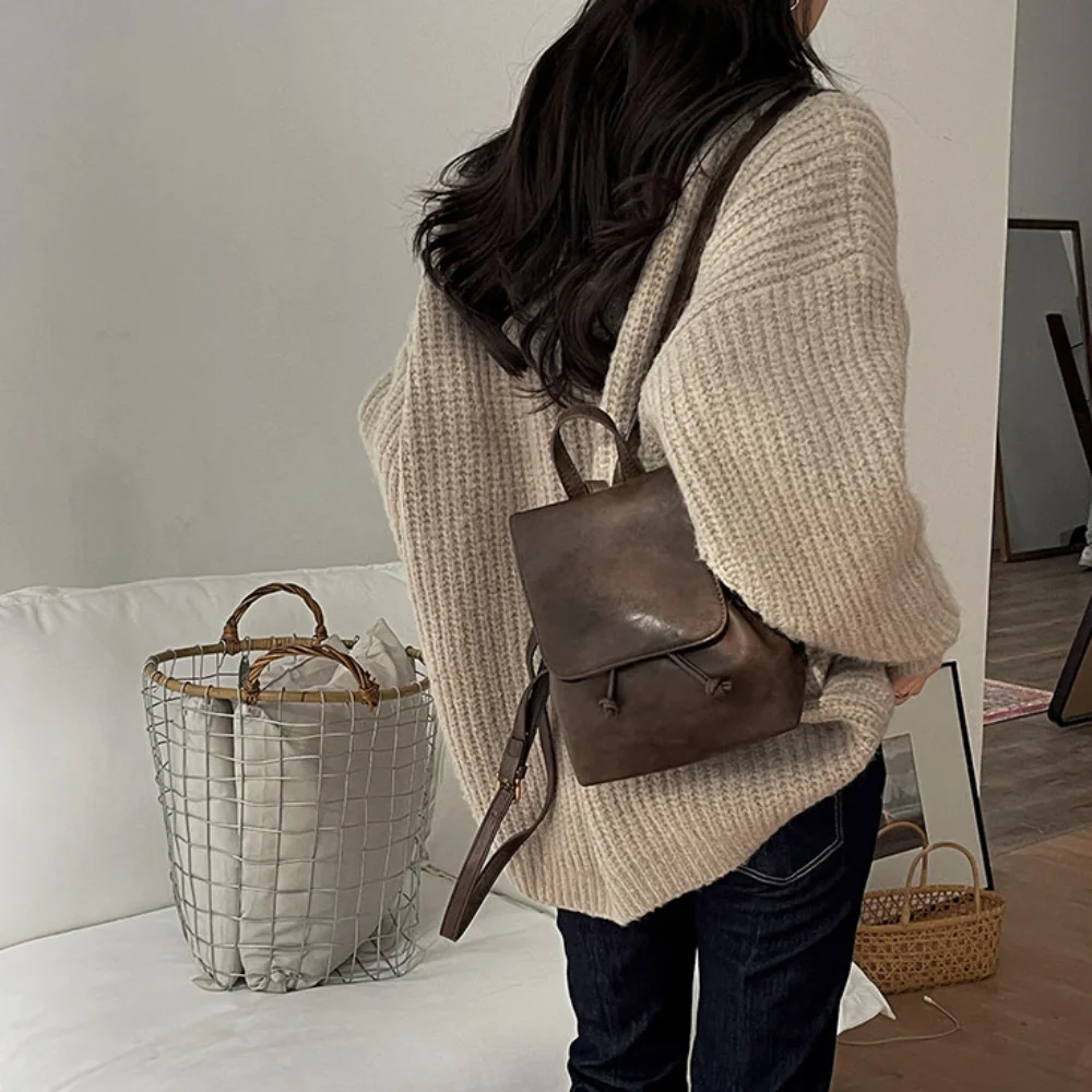 

Large Capacity Leisure School Bag Ins Fashion Shoulder Bag PU Leather All-match Backpack Girls