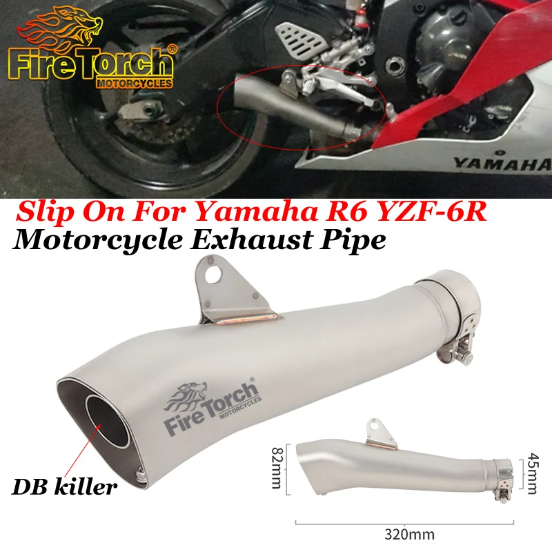 Motorcycle Exhaust System Slip-On For Yamaha R6 YZF-6R YZF 6R  Moto Muffler Escape Modify Middle Link Pipe Removable DB Killer