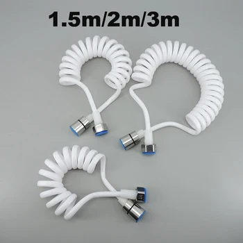 1.5/2/3m สีขาว 304 หัวยืดหยุ่นฤดูใบไม้ผลิหัวฝักบัวนุ่มท่อพลาสติกน้ํา wc ห้องน้ํา Sprayer สายโทรศัพท์ห้องน้ํา B4