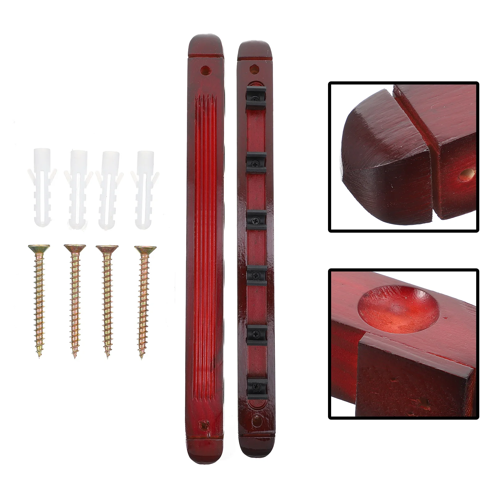 

1Set Six Holes Billiards Pole Display Rack Wall-Mounted Cue Storage Holder Durable Wooden Organizer Pool Stick Holder