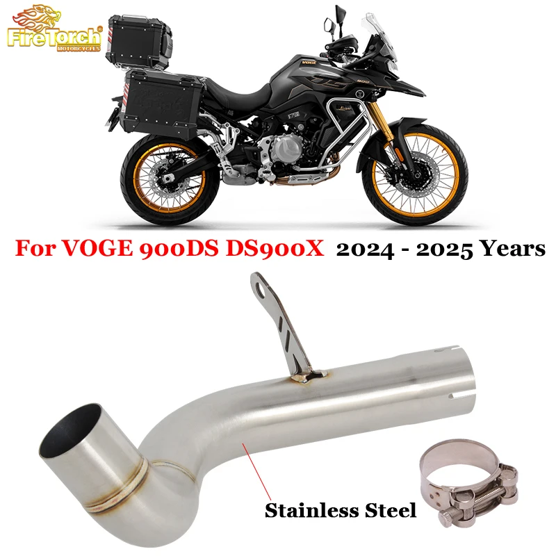 Slip On Motorcycle Exhaust Escape System Stainless Steel Middle Link Pipe For VOGE 900DS 900 DS DS900X  DS900 X 2024 2025 Years