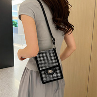 Fashion Cellphone Shoulder Bag Women PU Leather Handbags Crossbody Bag Female Diamond Coin Card Holder Messenger Bag Flap Purse