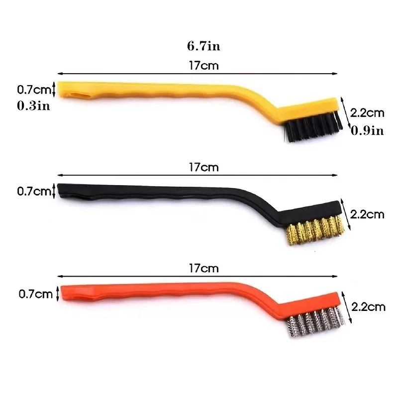 7 Inches Stainless Steel  Brush Brass Cleaning Brush Polishing Rust Remover Metal Wire Burring Cleaning Tool Family 3-piece set