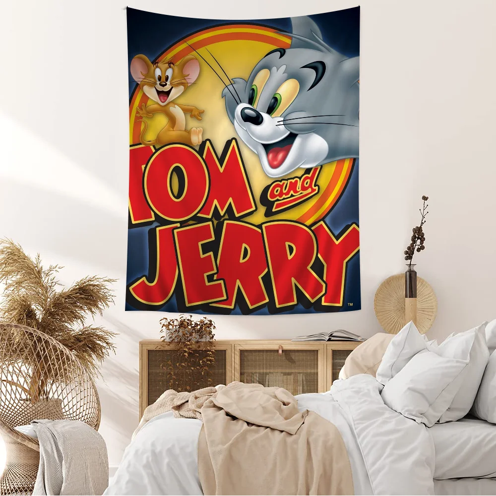 T-Tom And J-Jerry Colorful Tapestry Wall Hanging Bohemian Wall Tapestries Mandala Wall Hanging Sheets