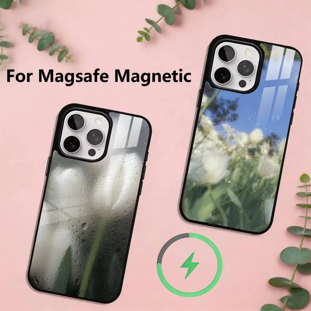 

Fog Tulip Phone Case For iPhone17,16,15,14,13,12,11 Plus,Pro Magnetic For Magsafe Wireless Charging