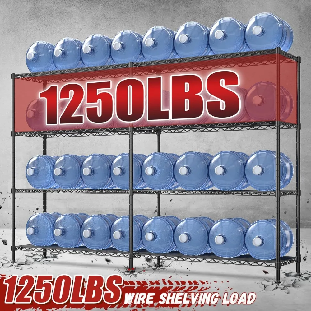 Сверхмощный регулируемый 4-х уровневый стеллаж из металлической проволоки для стеллажей для хранения — емкость 1250 фунтов, 69,8 Ш x 69,8 Г x 71,6 В дюймов