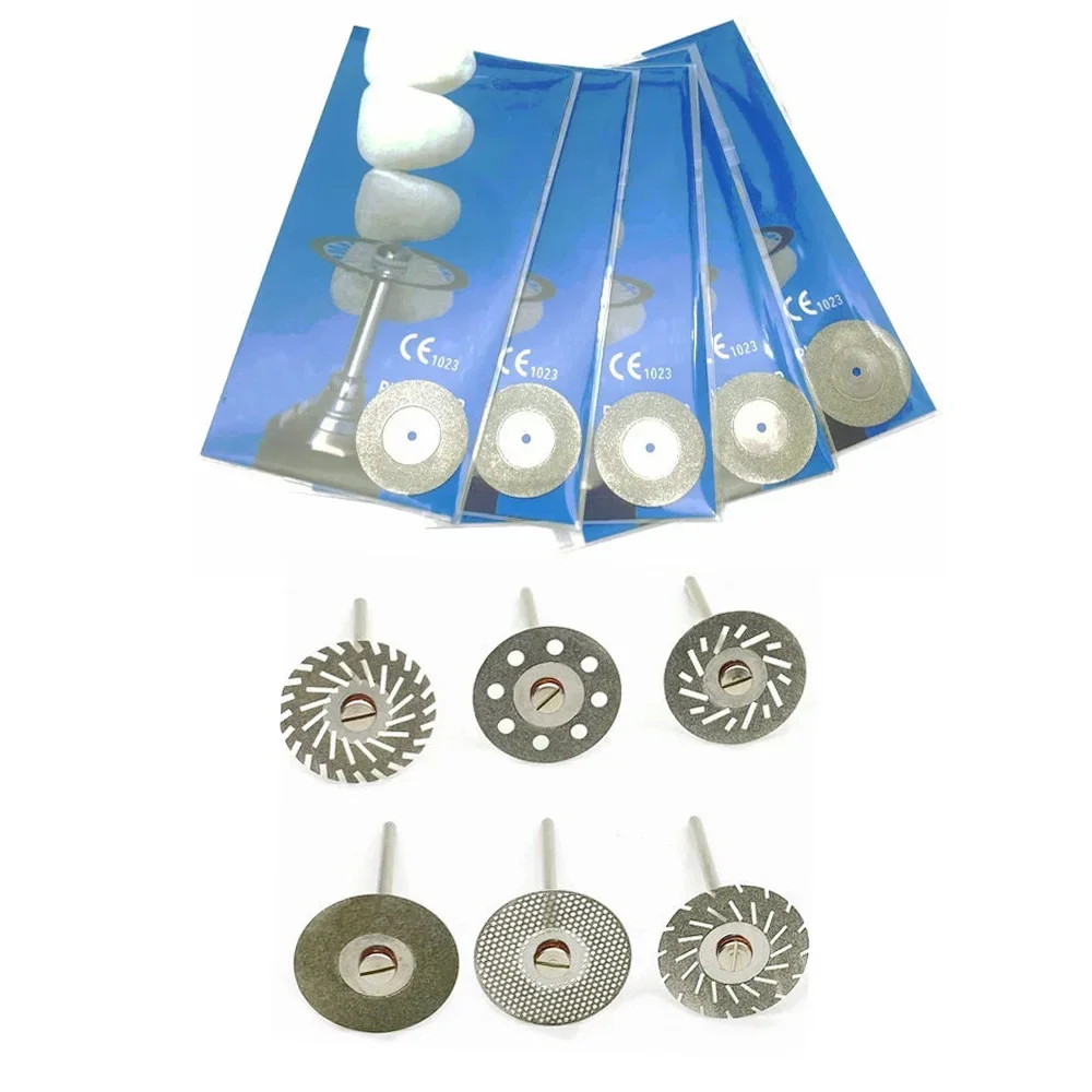 5Pcs/ Set Dental Diamond Disc Disks Double Sided Grit Cutting Disc Tool Thickness Dental Lab Polishing Tools