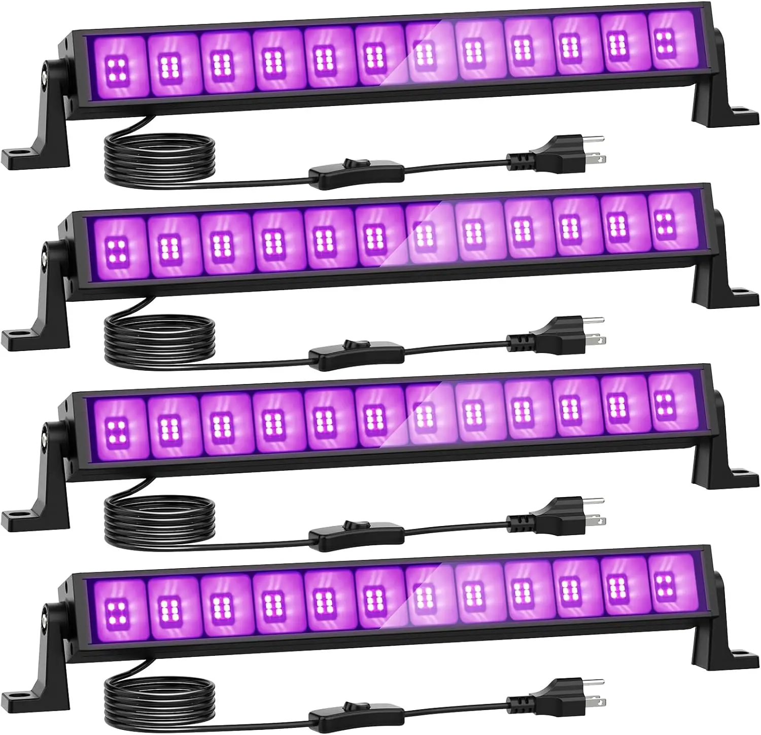 

Набор из 4 светодиодных ламп Black Light мощностью 42 Вт, черные световые панели с вилкой и выключателем, товары для вечеринок, светящиеся в темноте