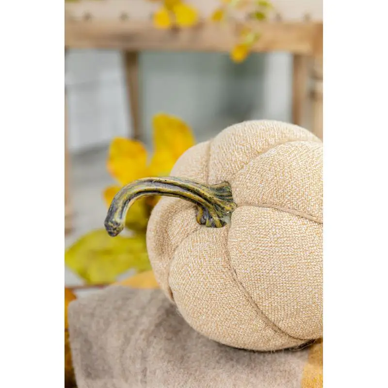 مجموعة من قطعتين من القرع المرجح، 6.7 بوصة × 6.7 بوصة × 7.8 بوصة ارتفاع، بيج طبيعي، حصاد الخريف وديكور عيد الشكر #4