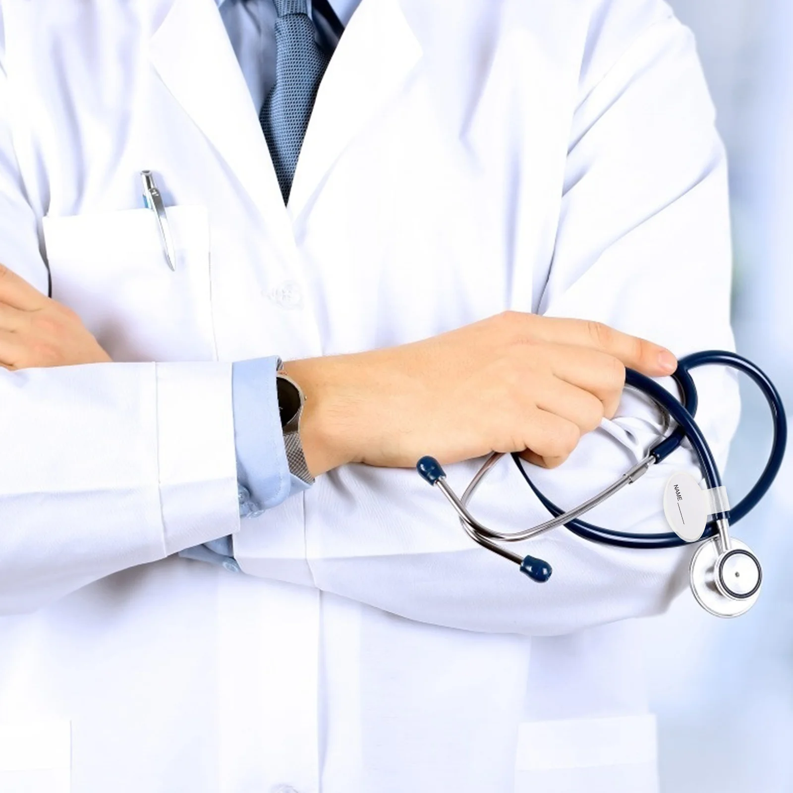 

5 шт. двусторонний держатель для названия стетоскопа, пластиковый материал, прозрачный, долговечный, хорошо сделанный идентификационный бирка для врачей и пациентов