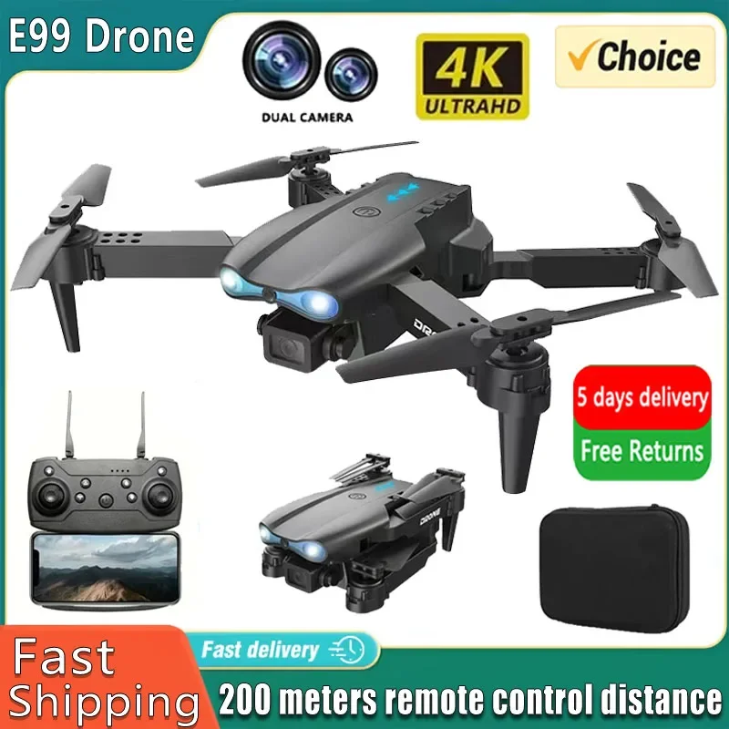 E99Pro RC Drone 4K Professional With Wide Angle Dual HD Camera Foldable Helicopter 5G WIFI FPV Height Hold Long Flight Time