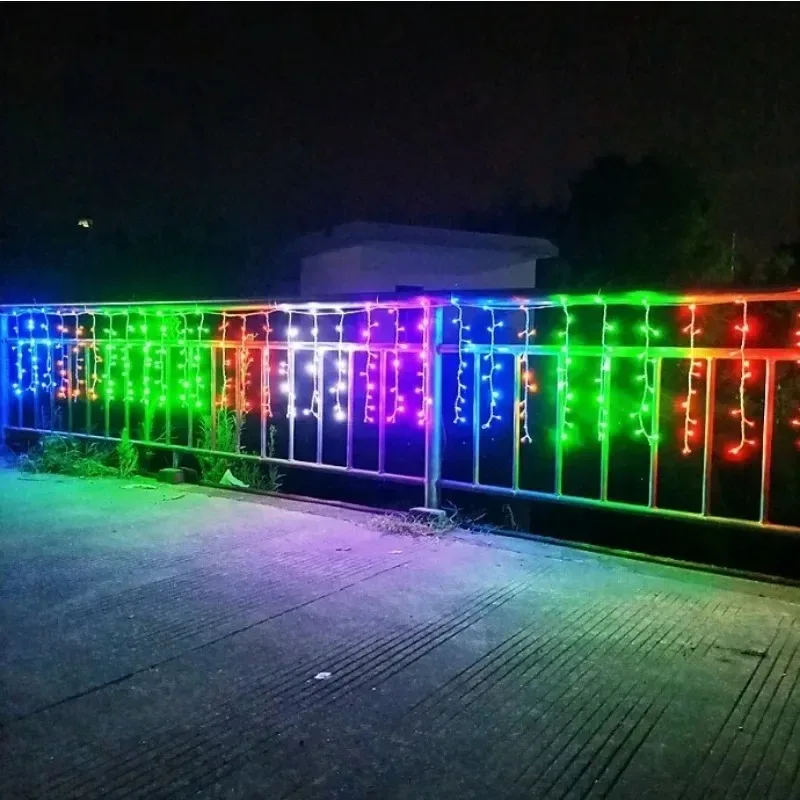 سلسلة أضواء LED ملونة تعمل بالطاقة الشمسية بطول 7 أمتار، إضاءة خارجية مقاومة للطقس، مثالية لسياج الحديقة والفناء والديكور الاحتفالي