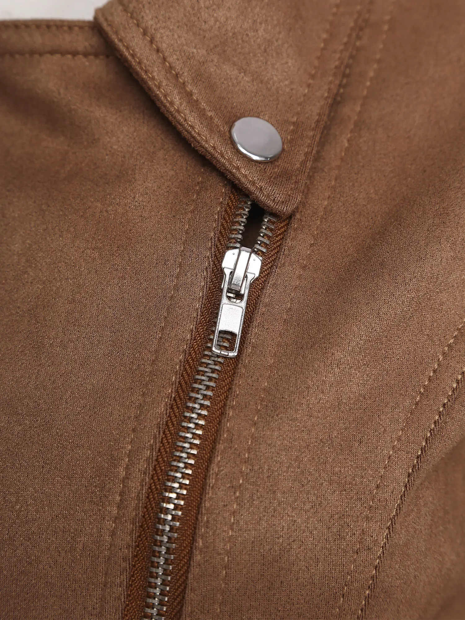 

Stylish Women Lapel Slant Cropped Jackets Zipper Long Sleeve Motor Biker Coat Outerwear for Vacation Hiking Travel Daily Casual